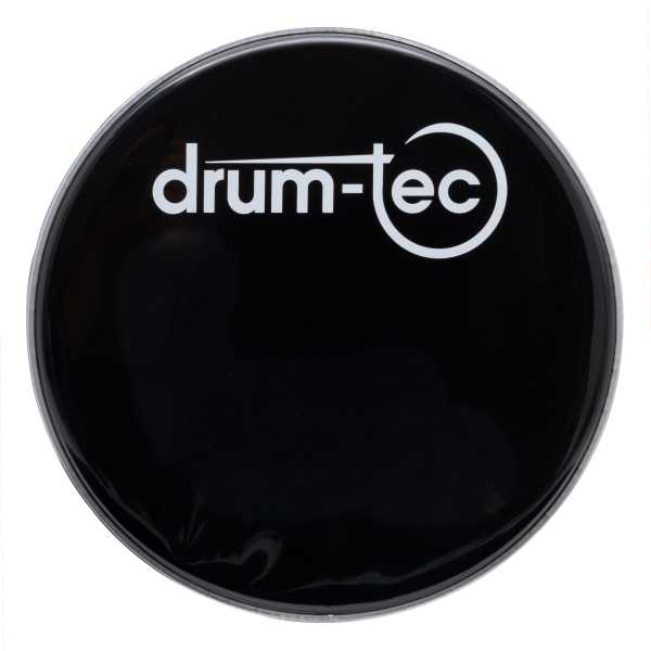 drum-tec Frontfell (schwarz) mit weißem Logo